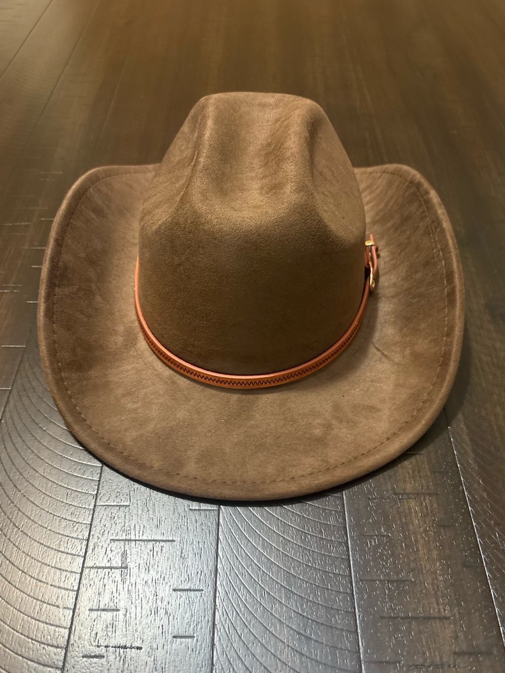 Amazon Brown Suede Cowboy Hat with Tan Leather Band